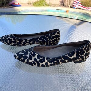 Vionic Size 7 Caballo Leopard Print Cow Hide Pointed Toe Orthotic Ballet Flat